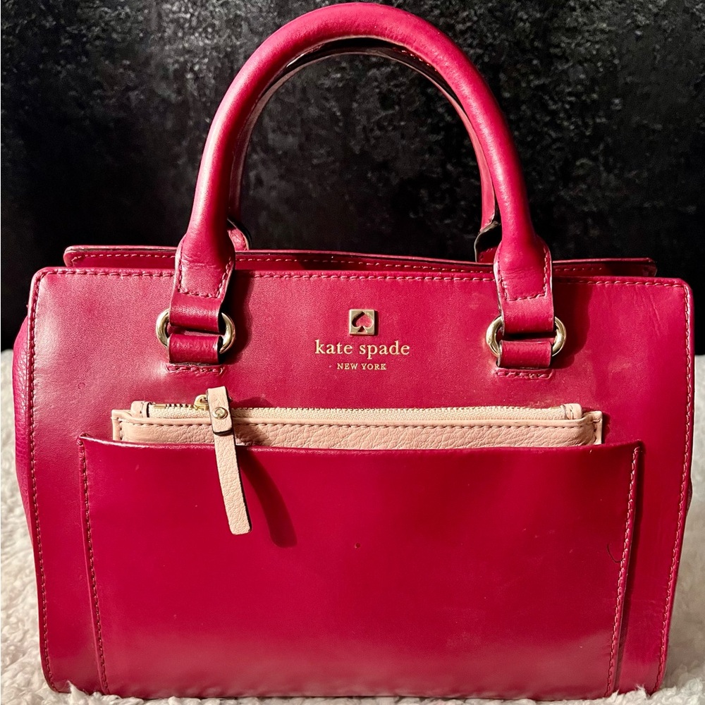 Kate Spade Burgundy & Pale Peach Satchel